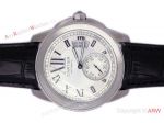 Replica Cartier Calibre Diver's White Dial Black Leather Watch